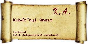 Kubányi Anett névjegykártya